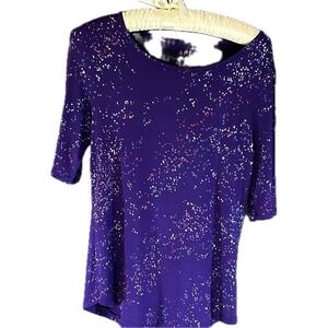 Apt. 9 Essentials Purple Splatter Print Scoop Neck Top XS Elbow Sleeve